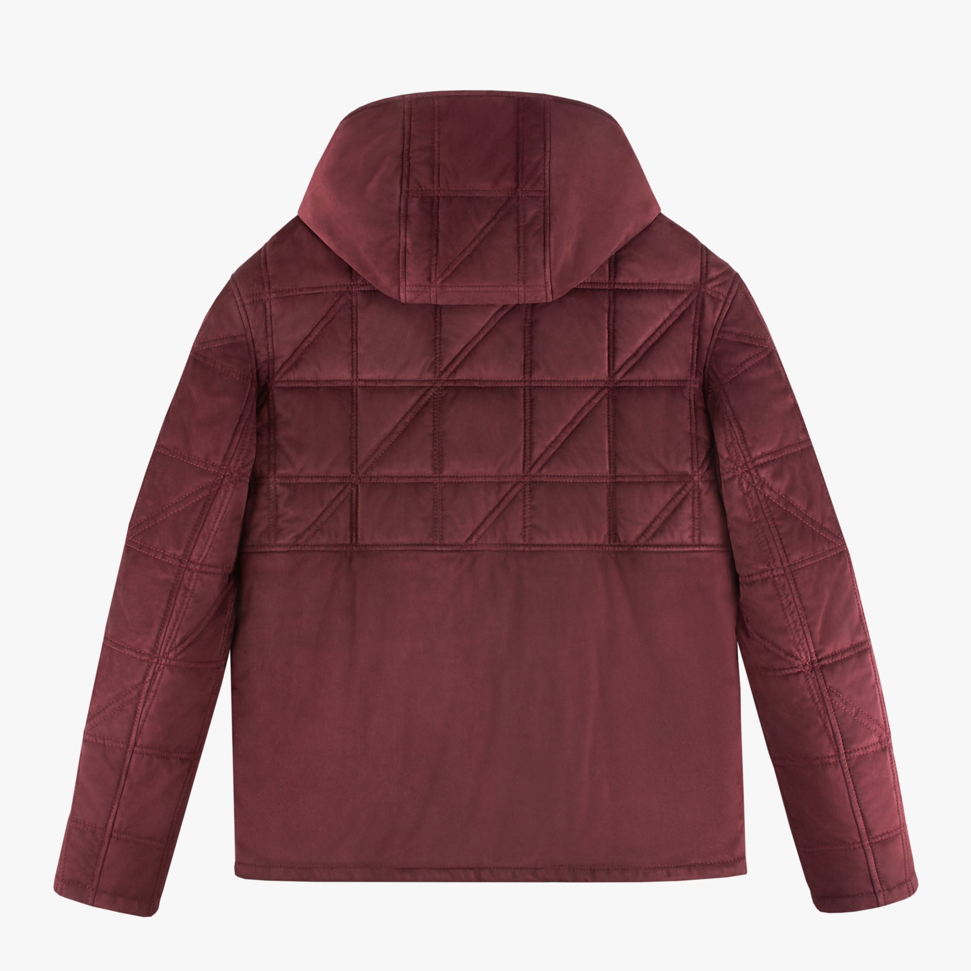 Blouson matelassé à motif géométrique en cuir - Bordeaux