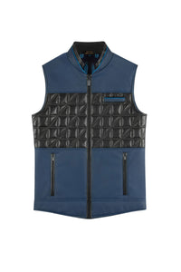 Quilted leather waistcoat - Blue & Black