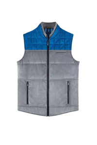 Gilet matelassé à motif en soie - Gris & Bleu