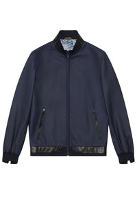 Bomber à boucles en cuir - Bleu & Noir