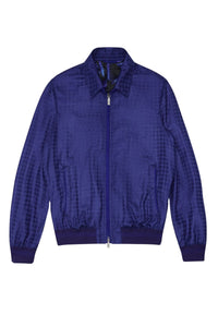 Blouson à motif pied-de-poule en cachemire - Bleu