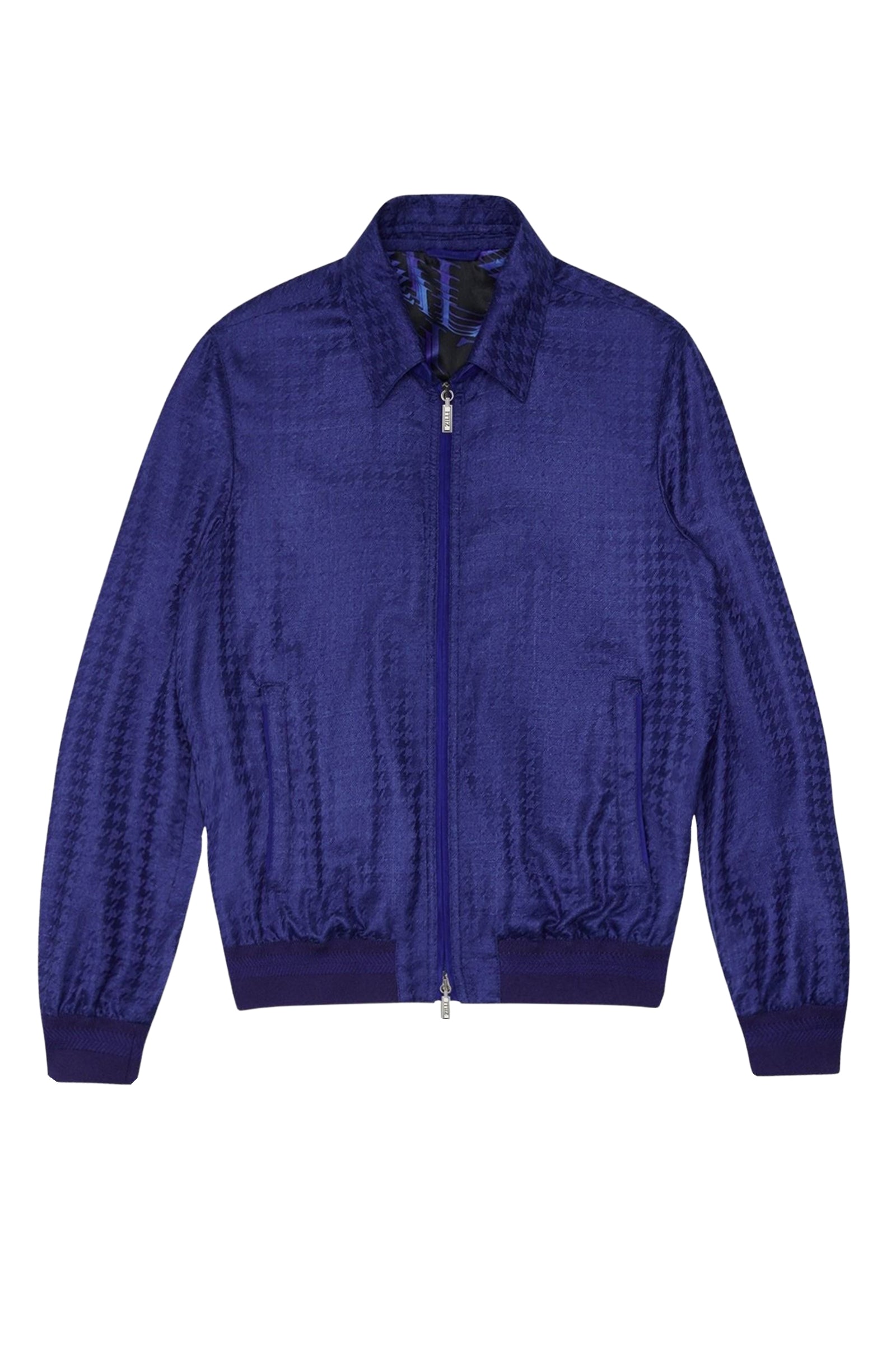Blouson à motif pied-de-poule en cachemire - Bleu