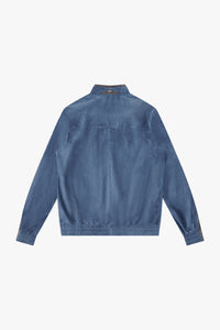 Bomber à col montant en daim - Bleu & Gris