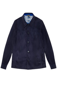 Suede pattern overshirt - Blue