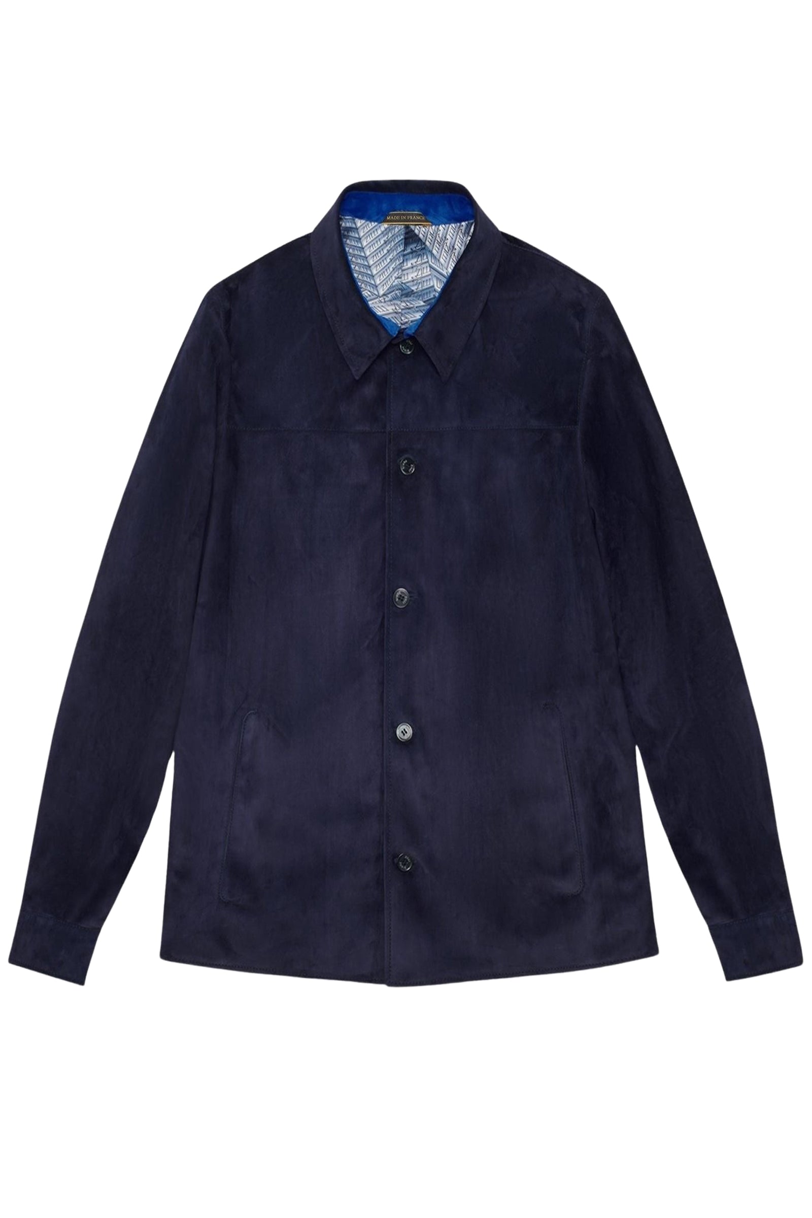 Suede pattern overshirt - Blue