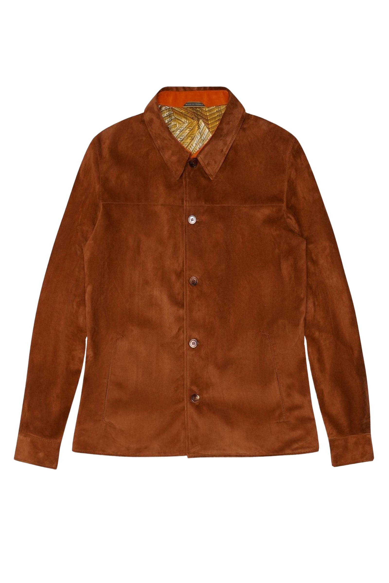 Suede button-down overshirt - Brown