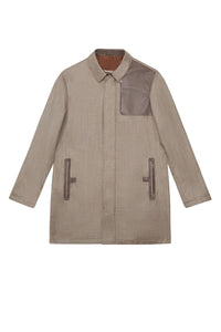 Veste à empiècements en laine - Beige & Marron