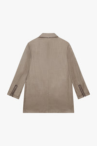 Veste à empiècements en laine - Beige & Marron