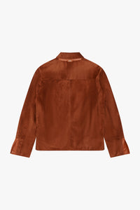 Blouson à poches angulaires en daim - Marron & Orange