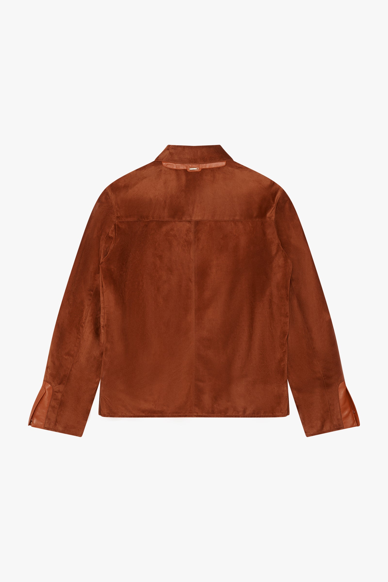 Blouson à poches angulaires en daim - Marron & Orange