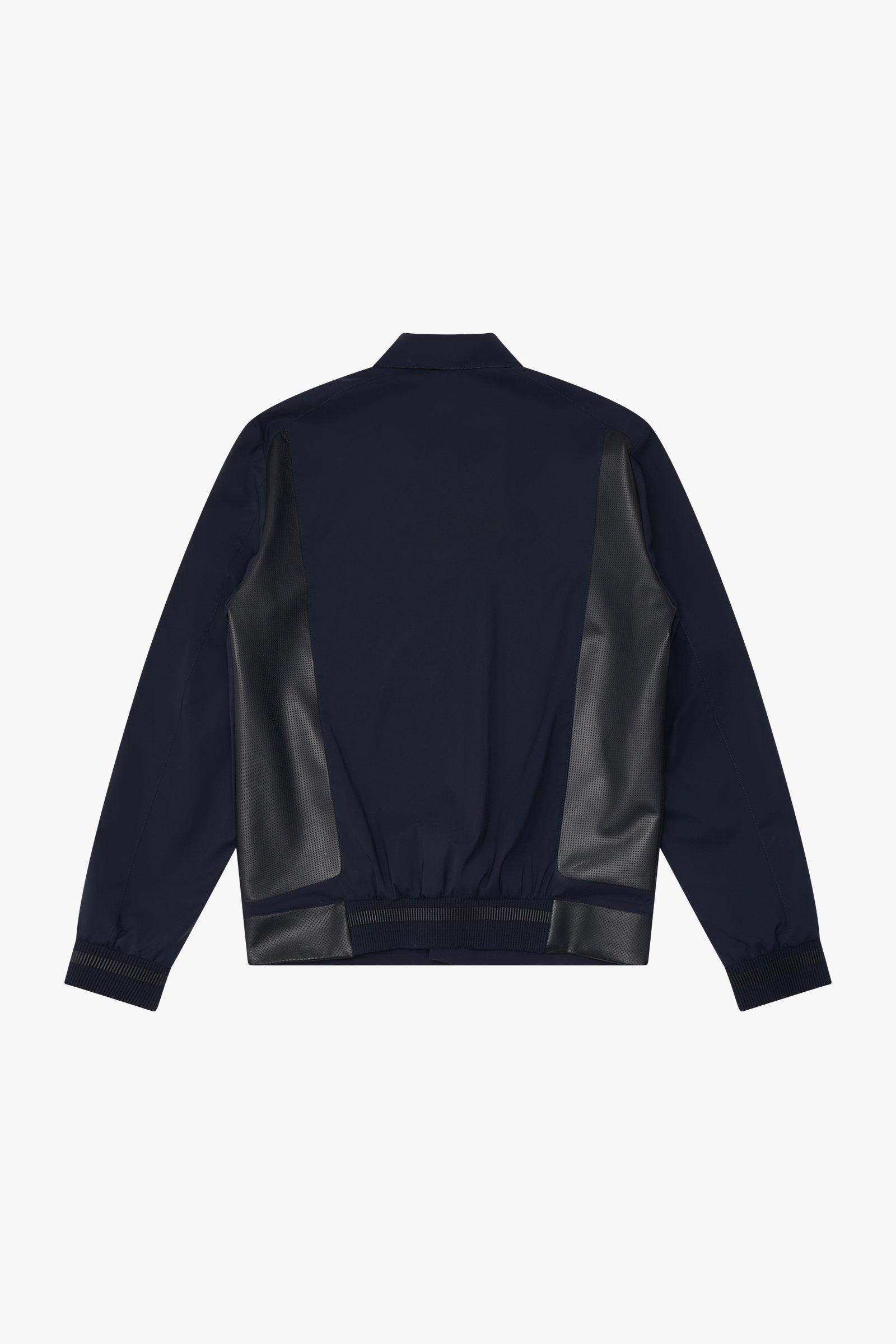Blouson zippé bi-matière en laine - Bleu & Noir