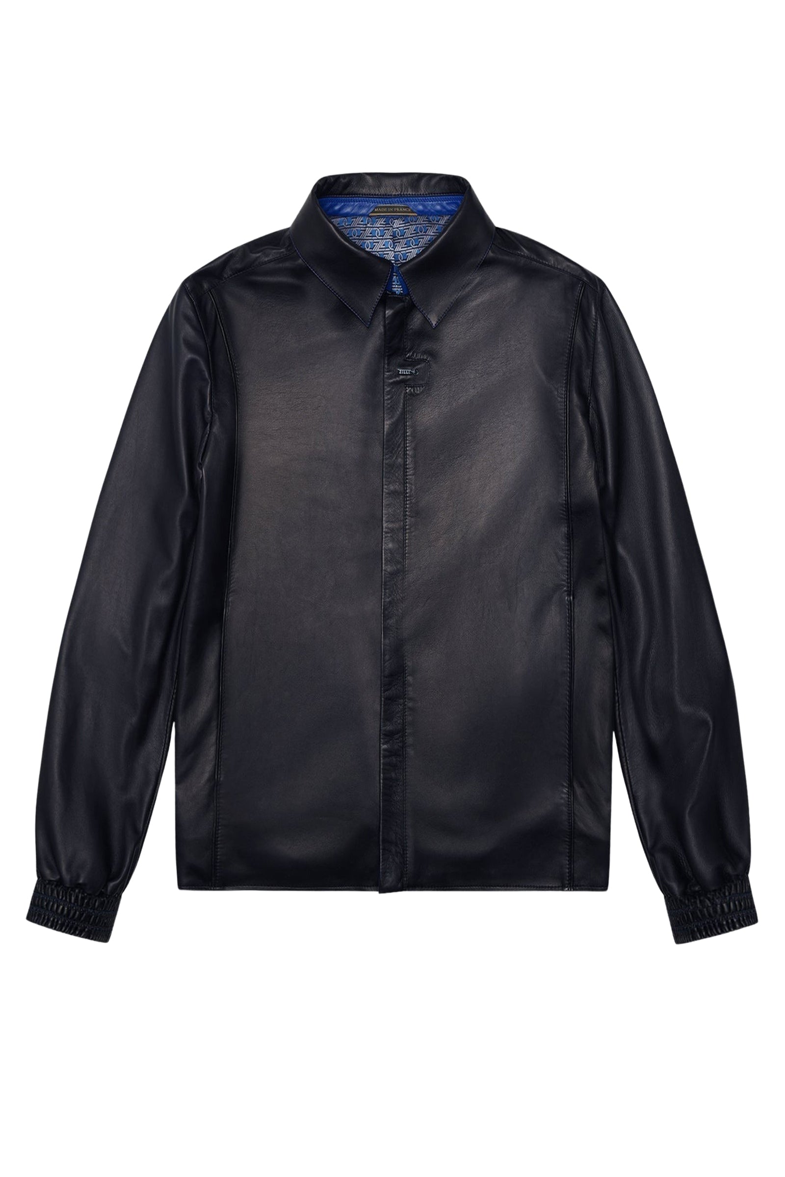 Surchemise à ourlet élastiqué froncé en cuir - Bleu