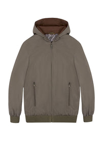 Blouson à motif en soie - Marron & Vert