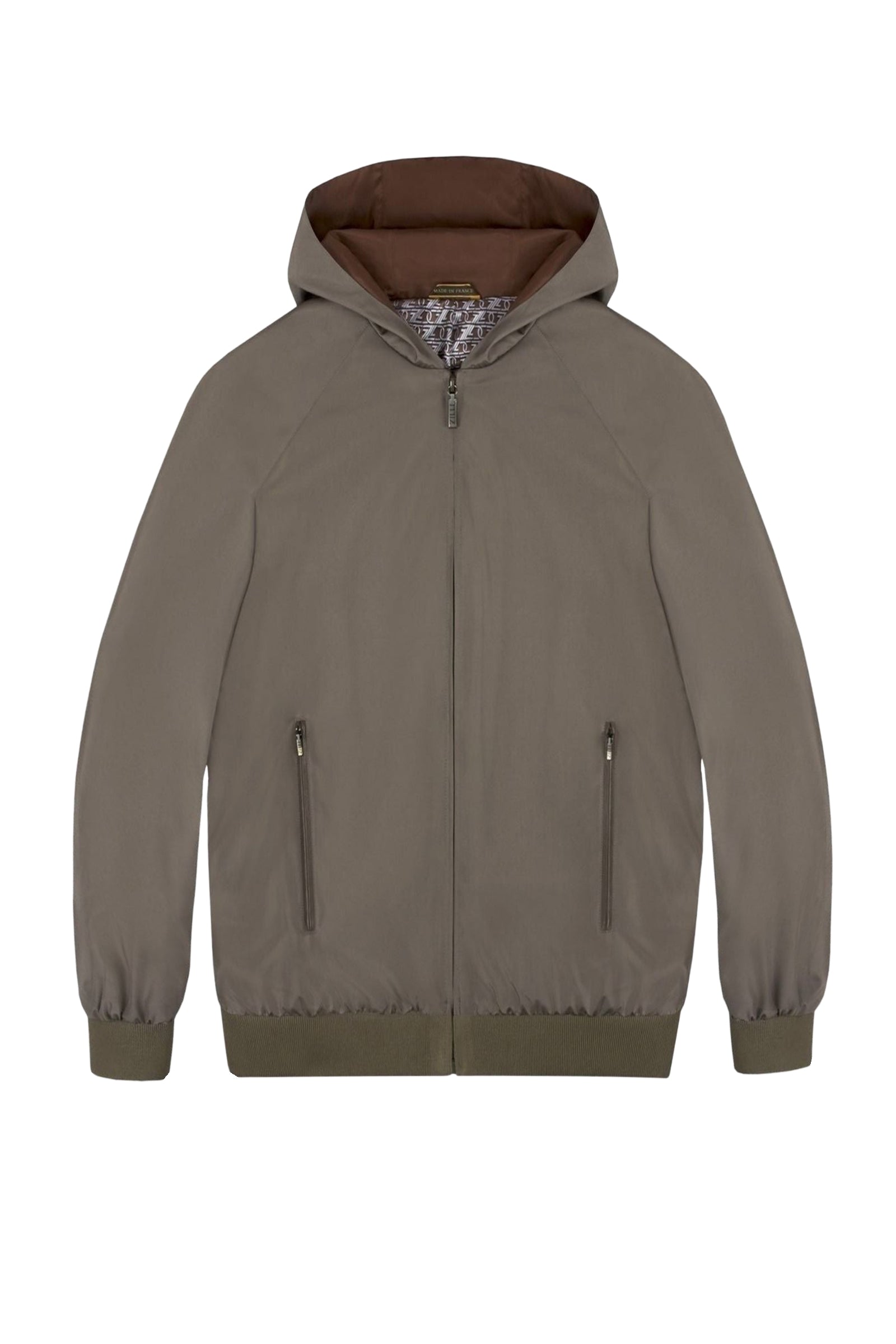 Blouson à motif en soie - Marron & Vert