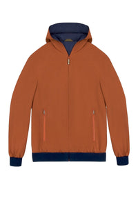 Blouson réversible à capuche en soie - Orange & Bleu