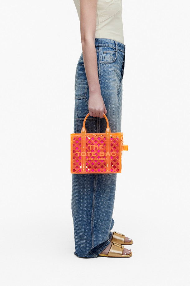 Petit sac à bandoulière The Tote Bag ajouré - Tangerine