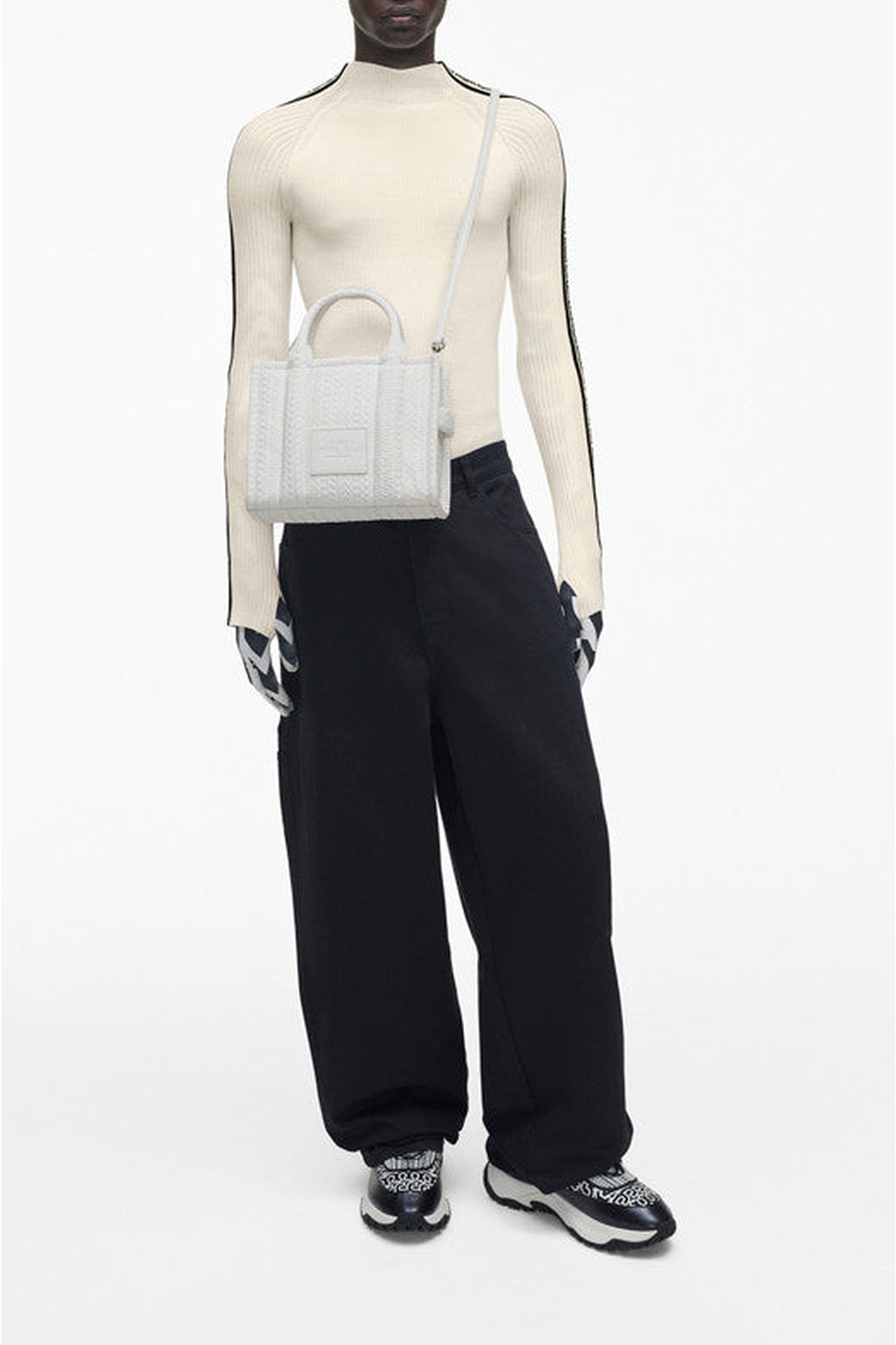 Petit sac à bandoulière The Tote Bag texturé en cuir - White