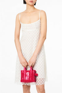 Petit sac à bandoulière The Tote Bag verni en cuir - Magenta