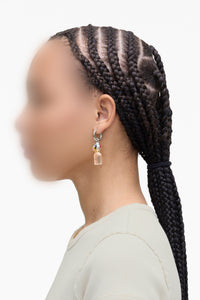 Boucles d’oreilles asymétriques en laiton - Silver & Pink Multicolor
