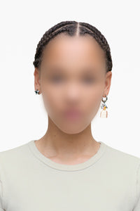 Boucles d’oreilles asymétriques en laiton - Silver & Pink Multicolor