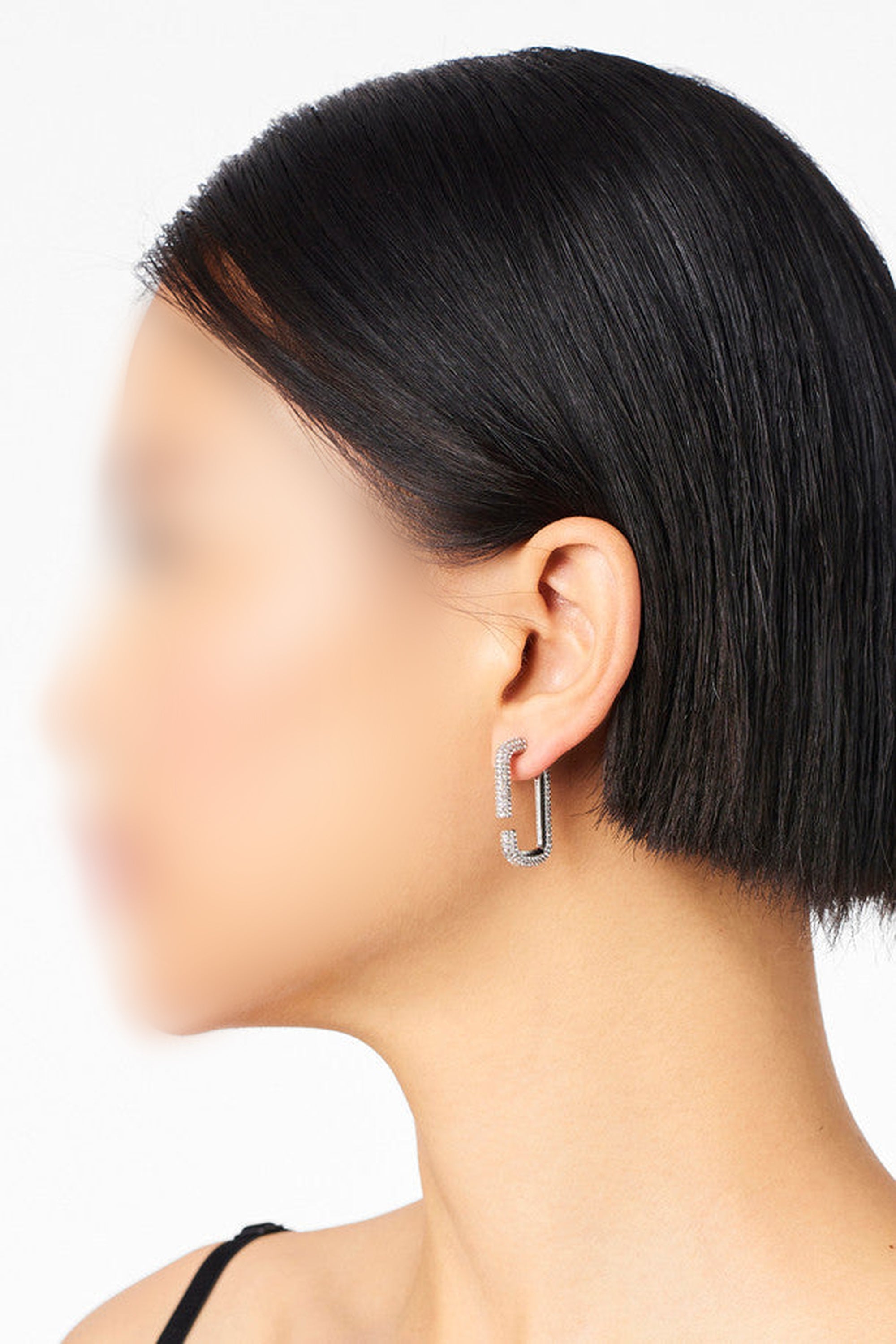 Boucles d'oreilles créoles avec strass en laiton - Crystal & Silver
