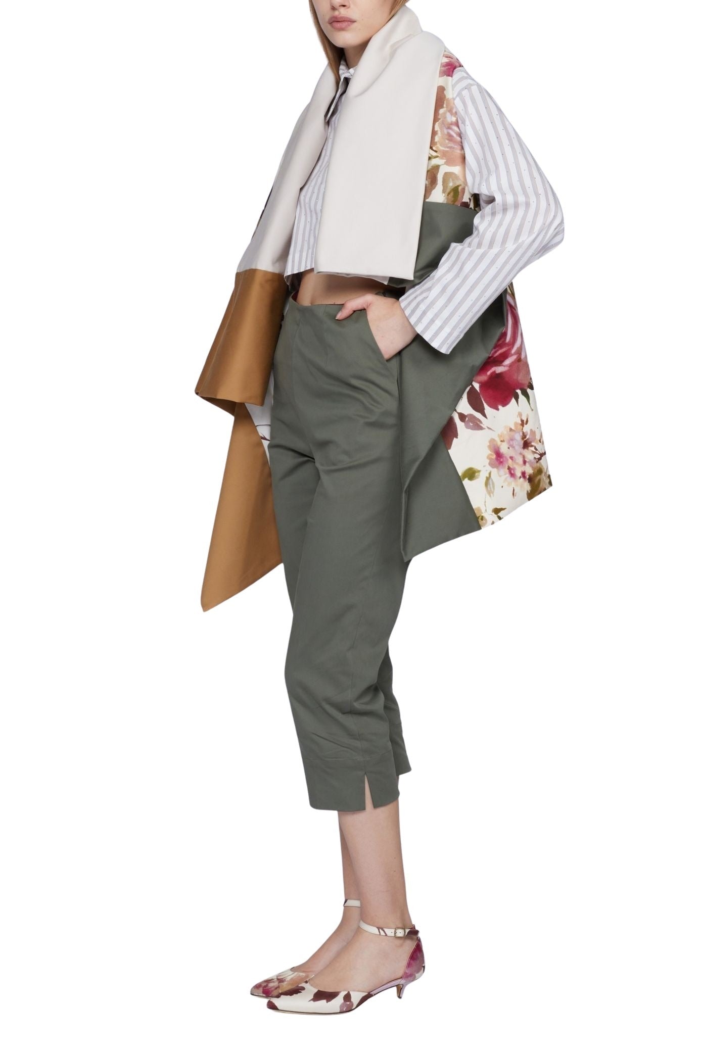 Gilet imprimé roses - Crema Fantasia Bordeaux