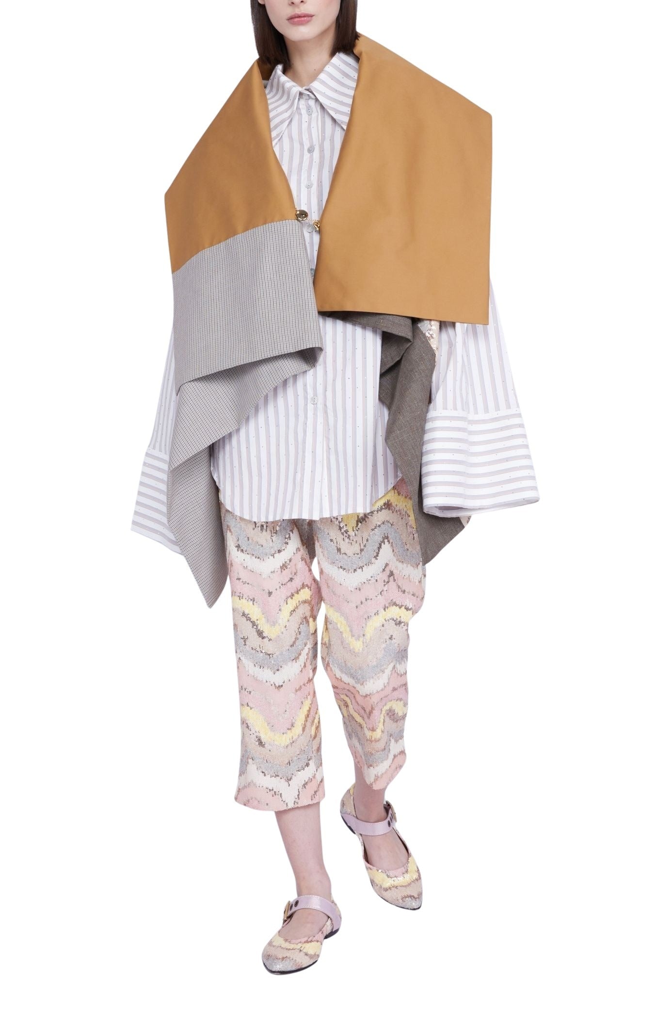 Poncho à empiècement - Rosa Fantasia