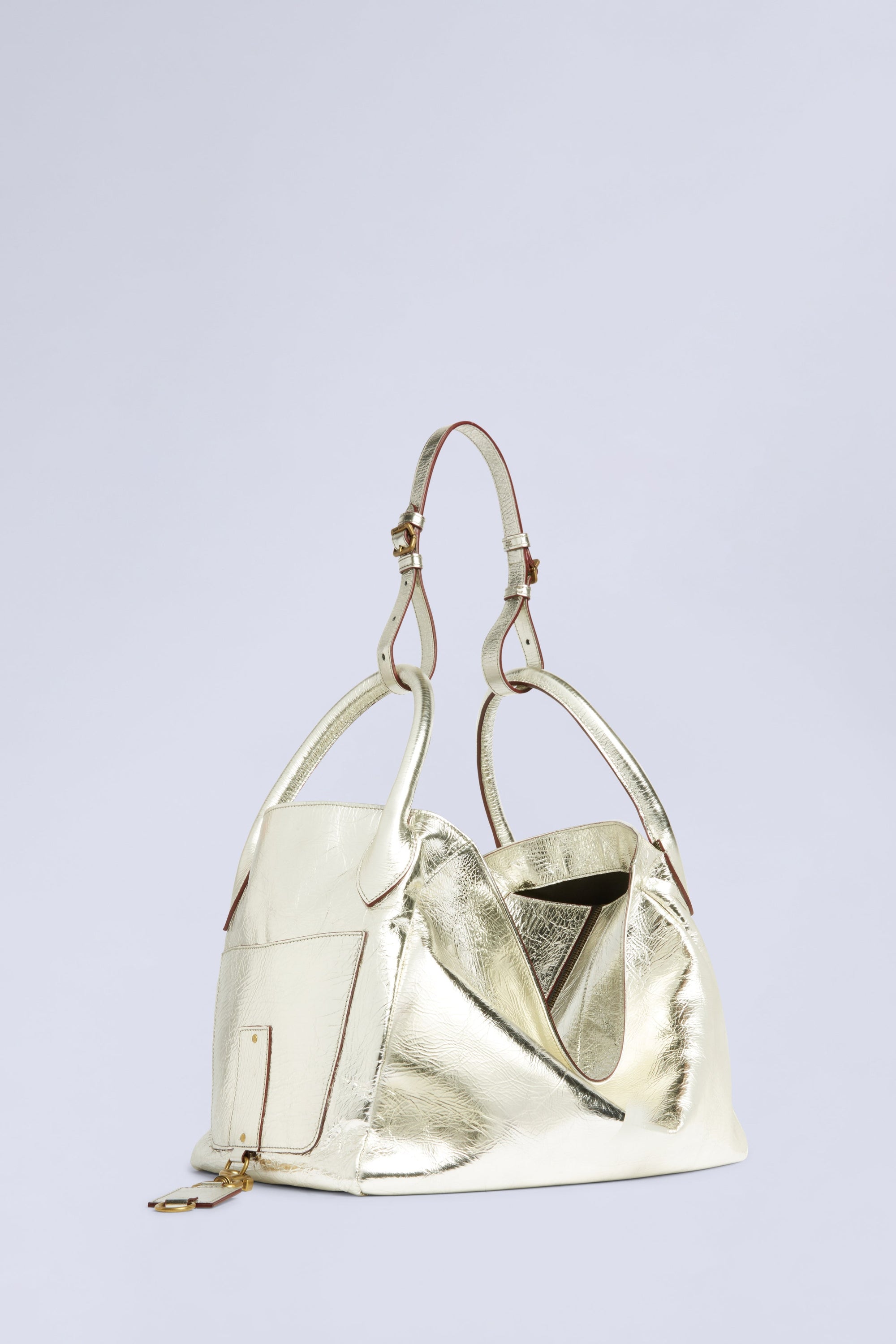 Grand sac à bandoulière en cuir - Argento Fantasia