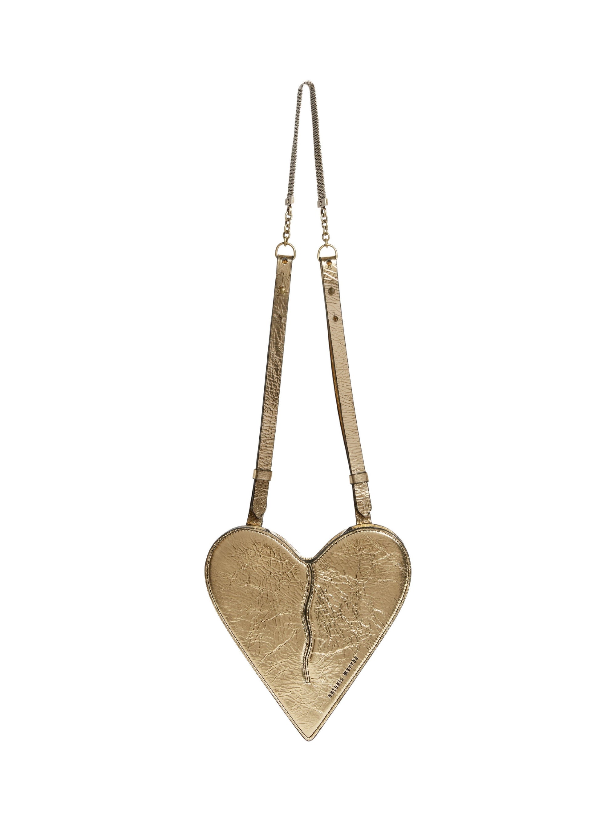 Sac à bandoulière cœur laminé en cuir - Oro
