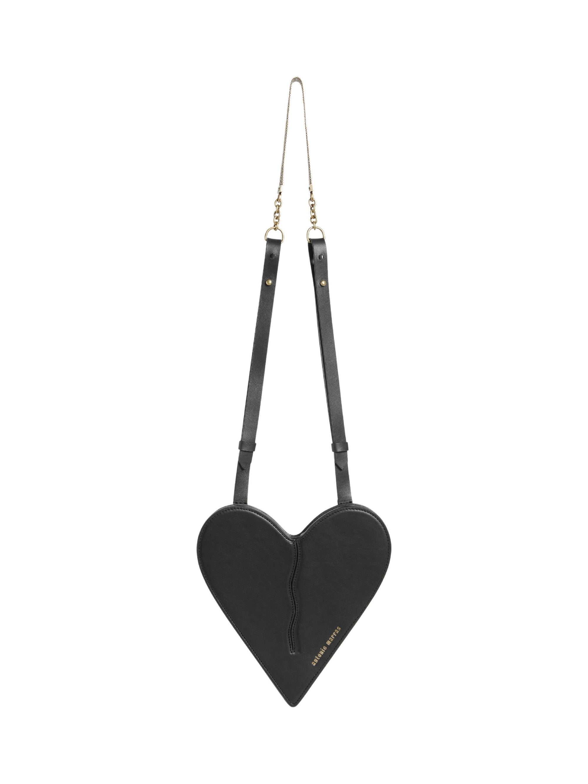 Sac à bandoulière cœur en cuir - Nero