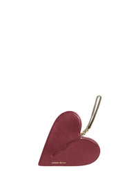Pochette cœur en cuir - Bordeaux