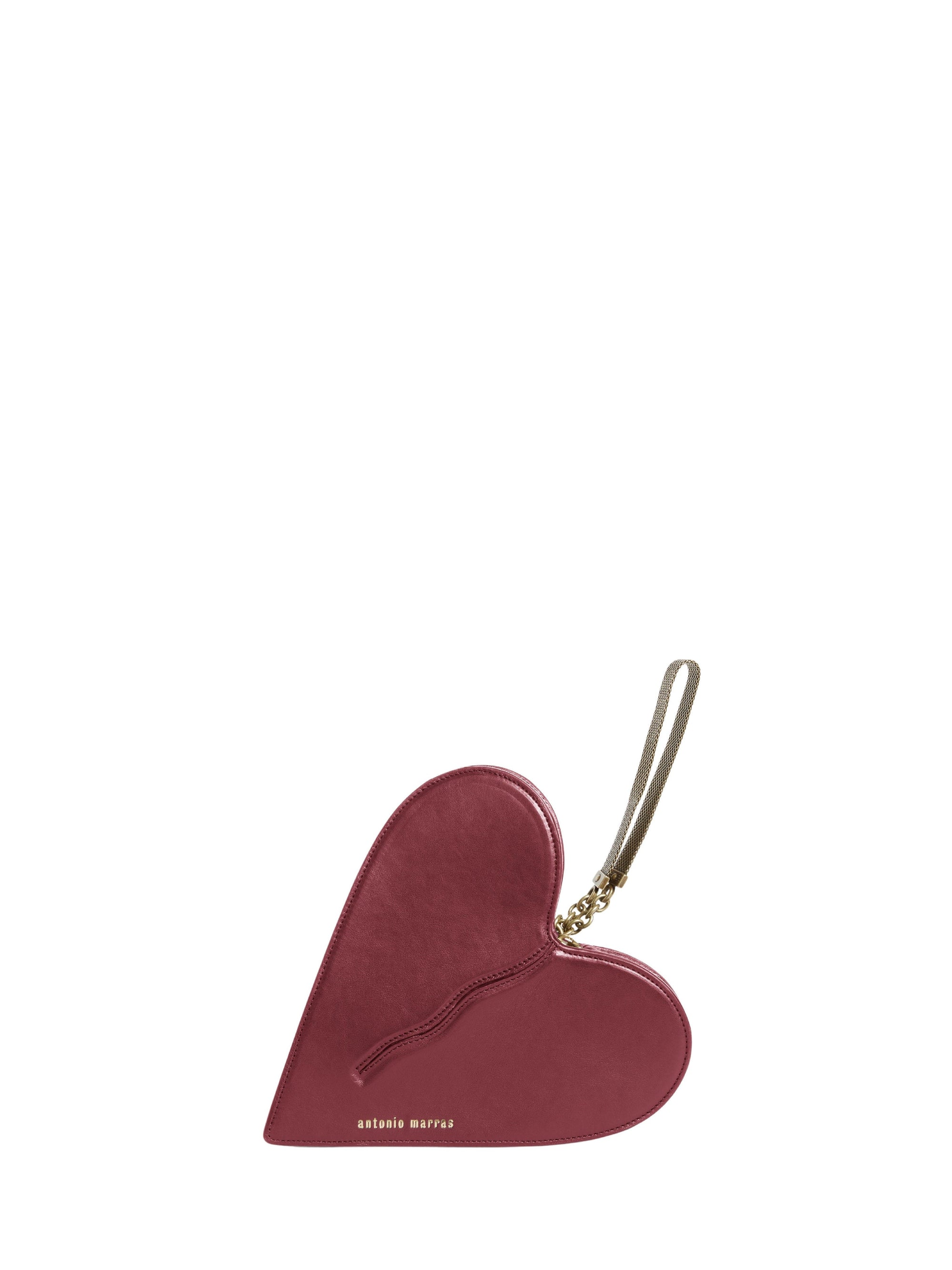 Pochette cœur en cuir - Bordeaux