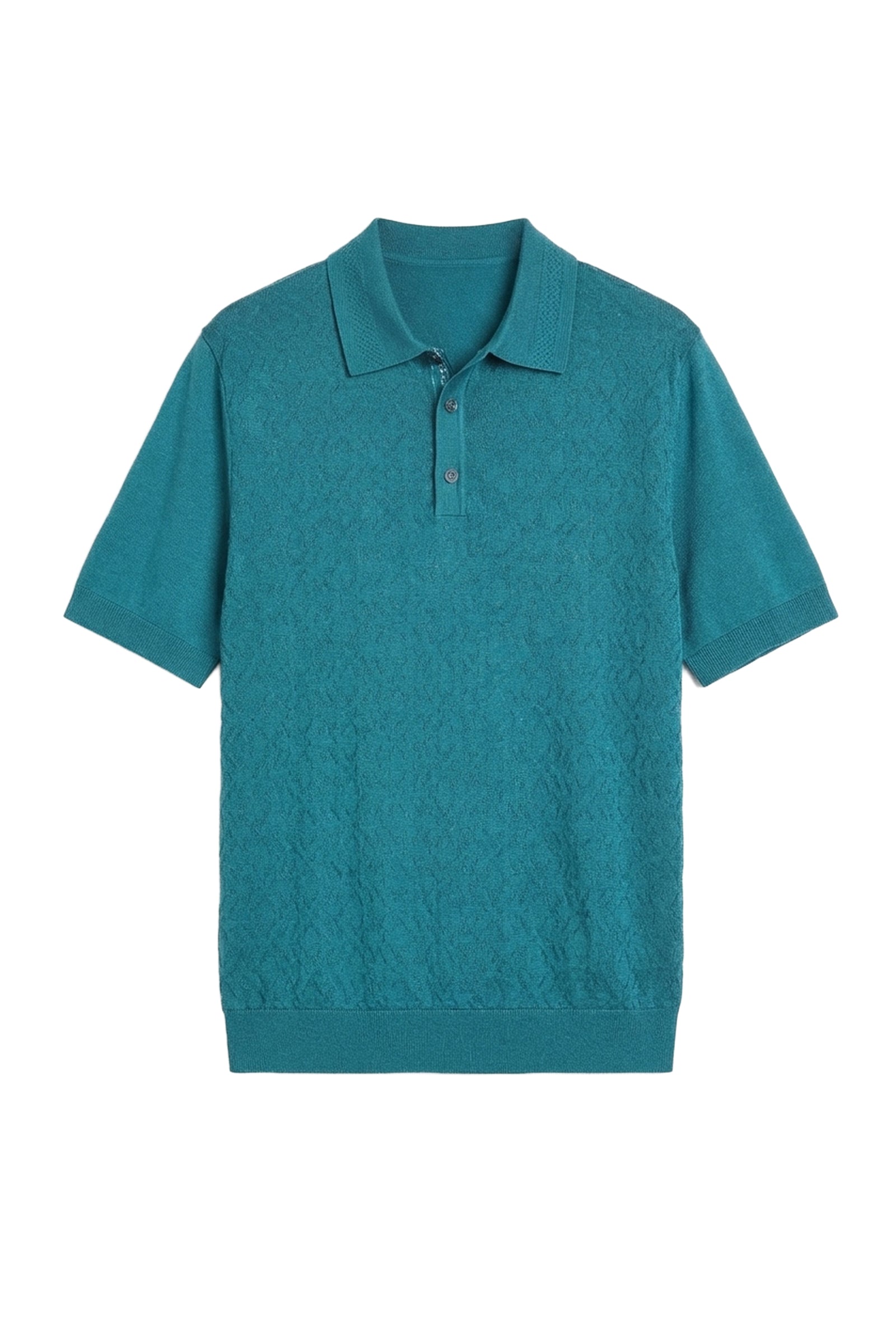 Polo à motif géométrique texturé en soie - Vert