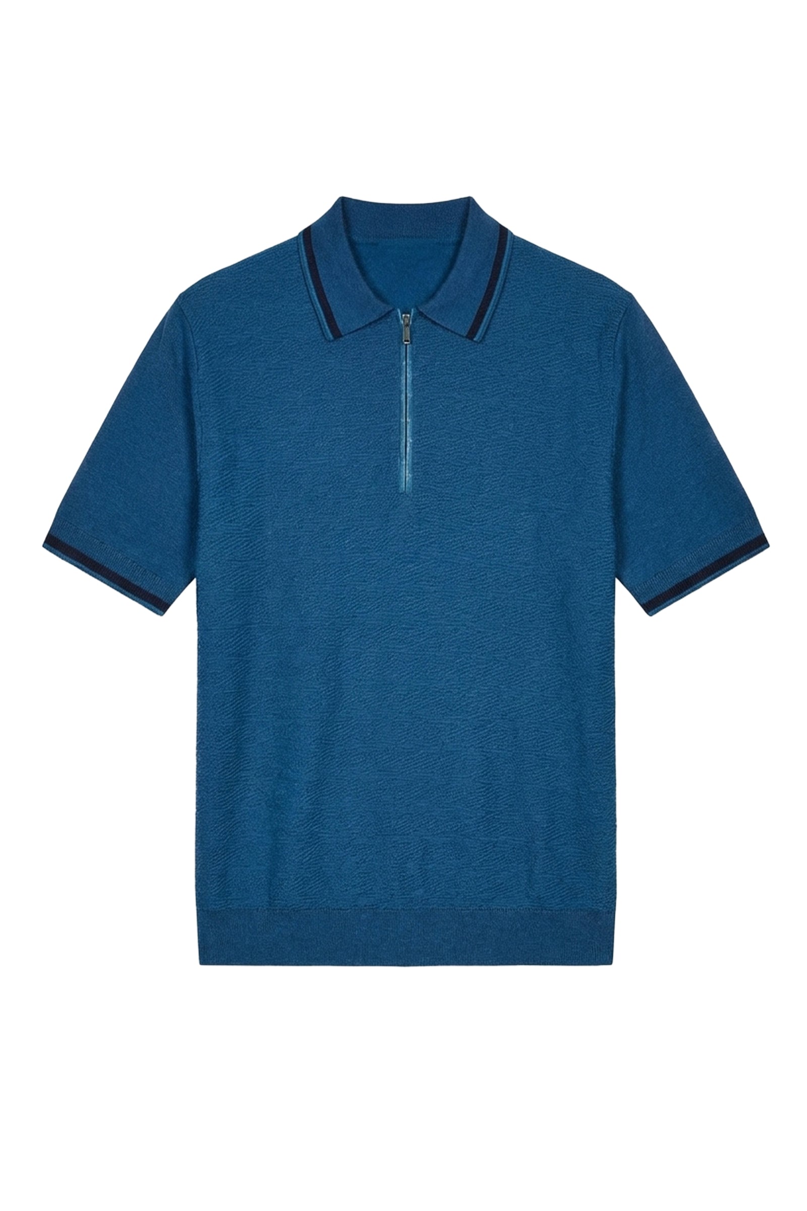 Polo à motif géométrique en soie - Bleu