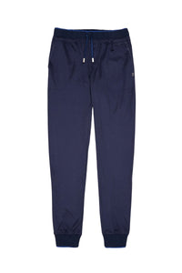 Pantalon de survêtement à poignets côtelés en soie - Bleu
