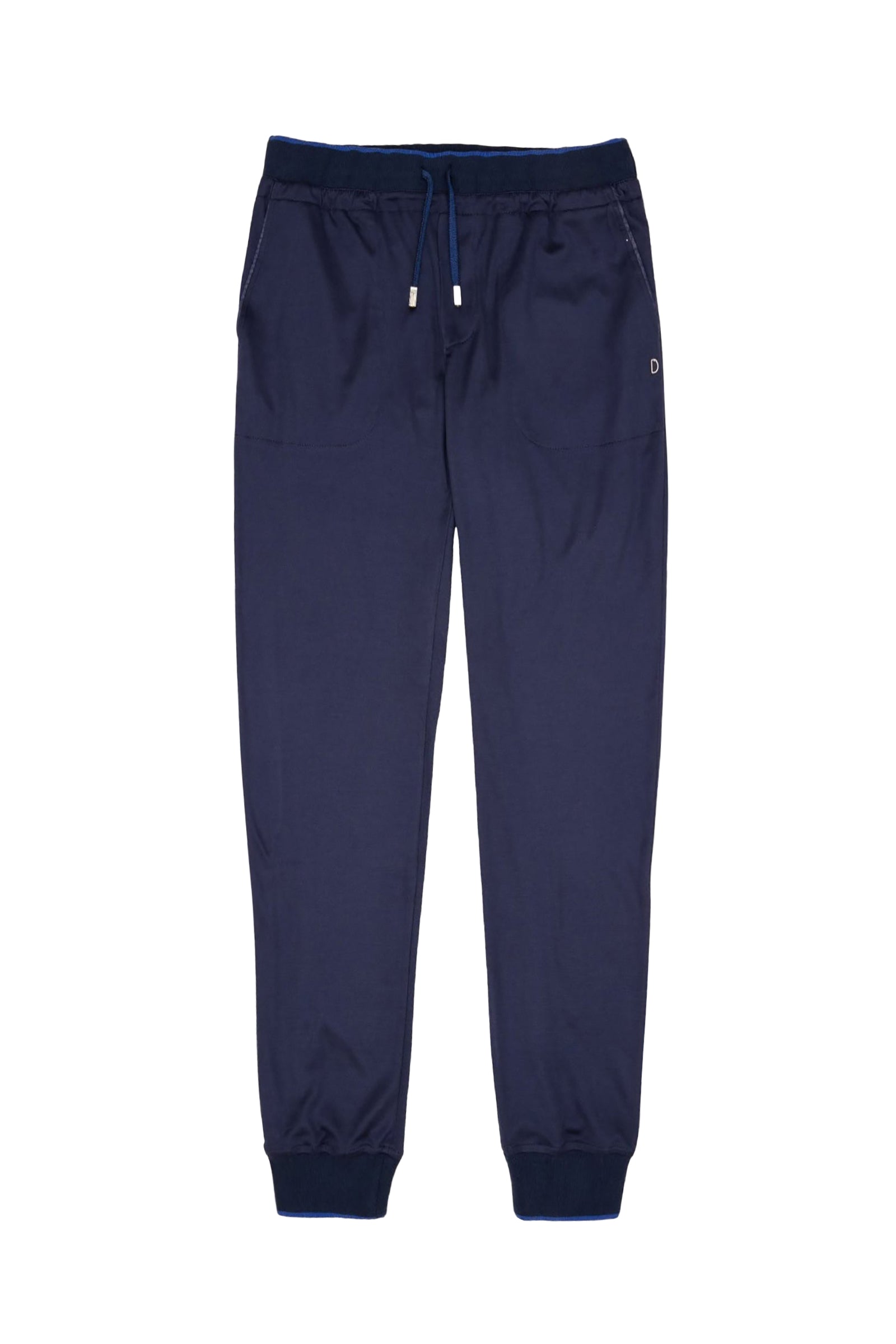 Pantalon de survêtement à poignets côtelés en soie - Bleu
