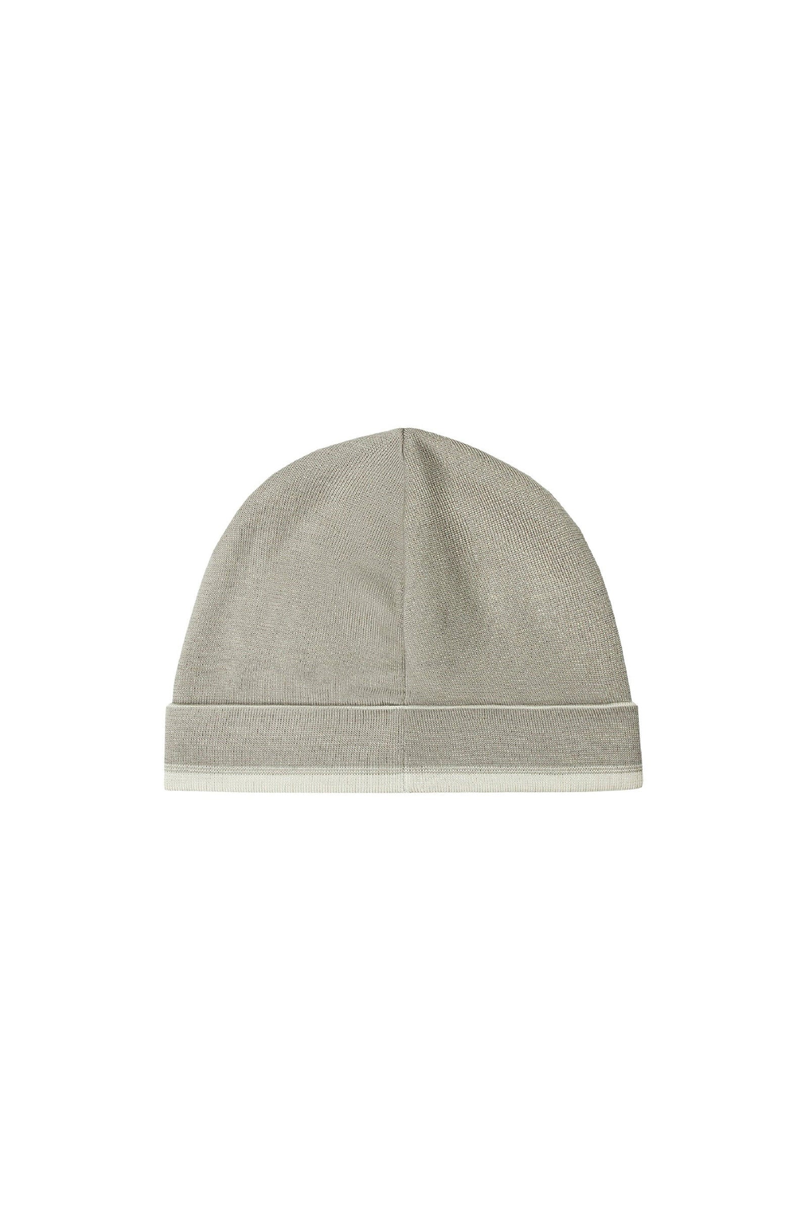 Bonnet à ourlet replié côtelé en cachemire et soie - Gris