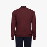 Pull zippé à col en laine côtelée - Bordeaux & Bleu