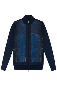 Cardigan zippé en soie - Bleu