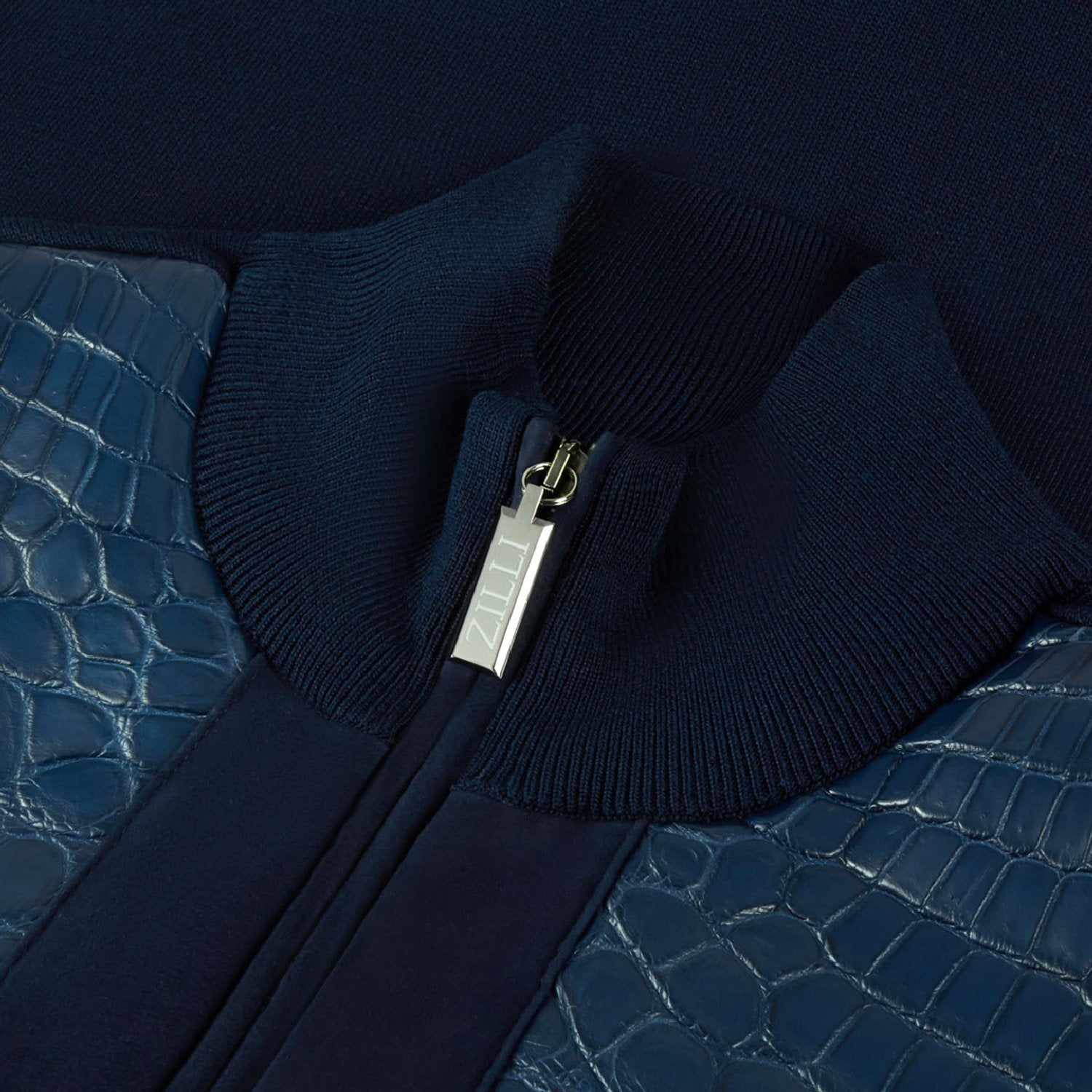 Cardigan zippé en soie - Bleu