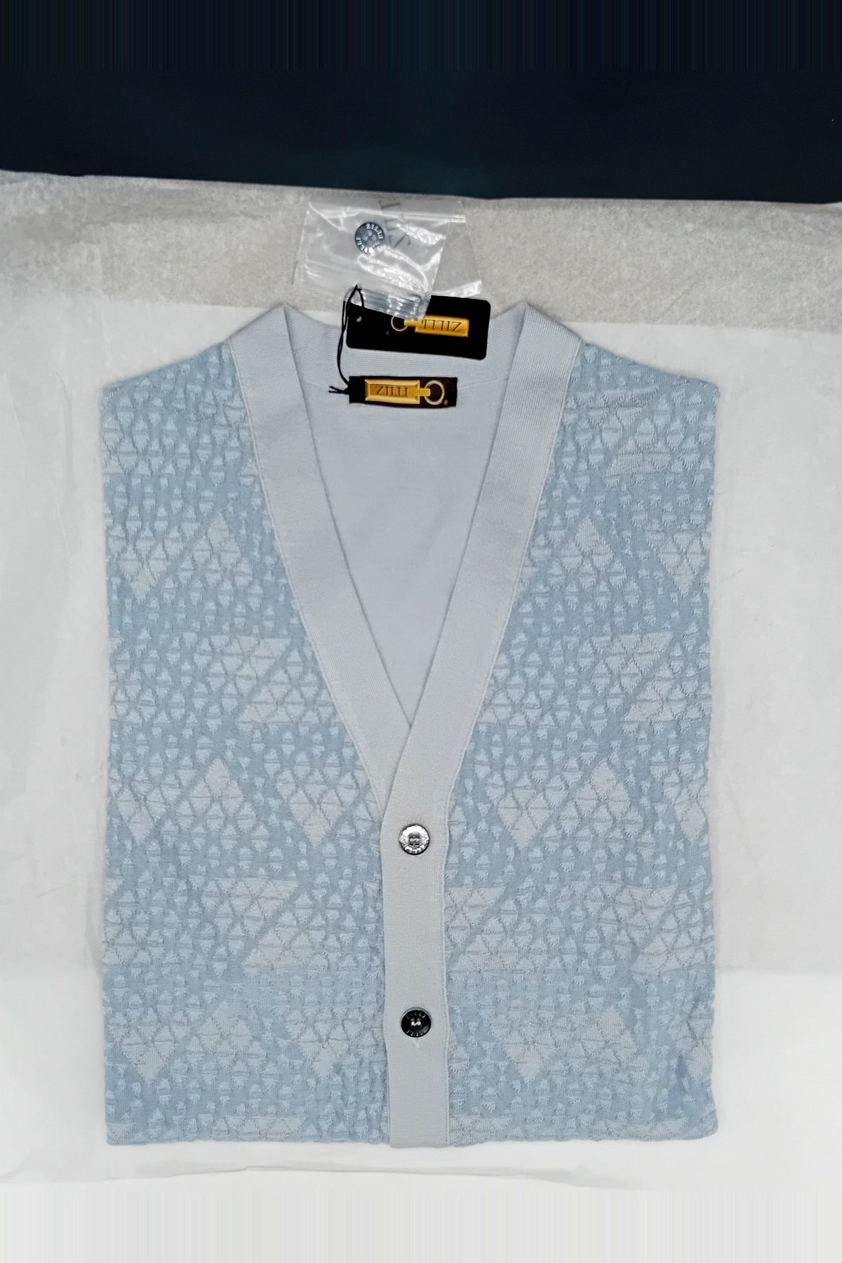 Cardigan à motifs en soie - Bleu