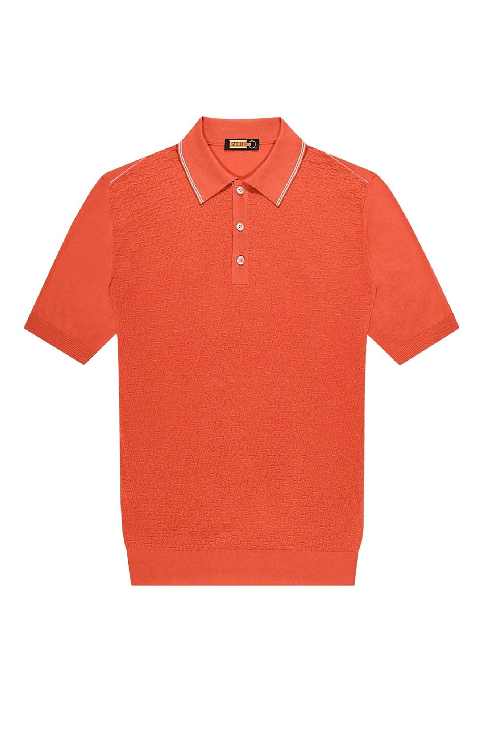 Polo à motif géométrique en soie - Cuivre