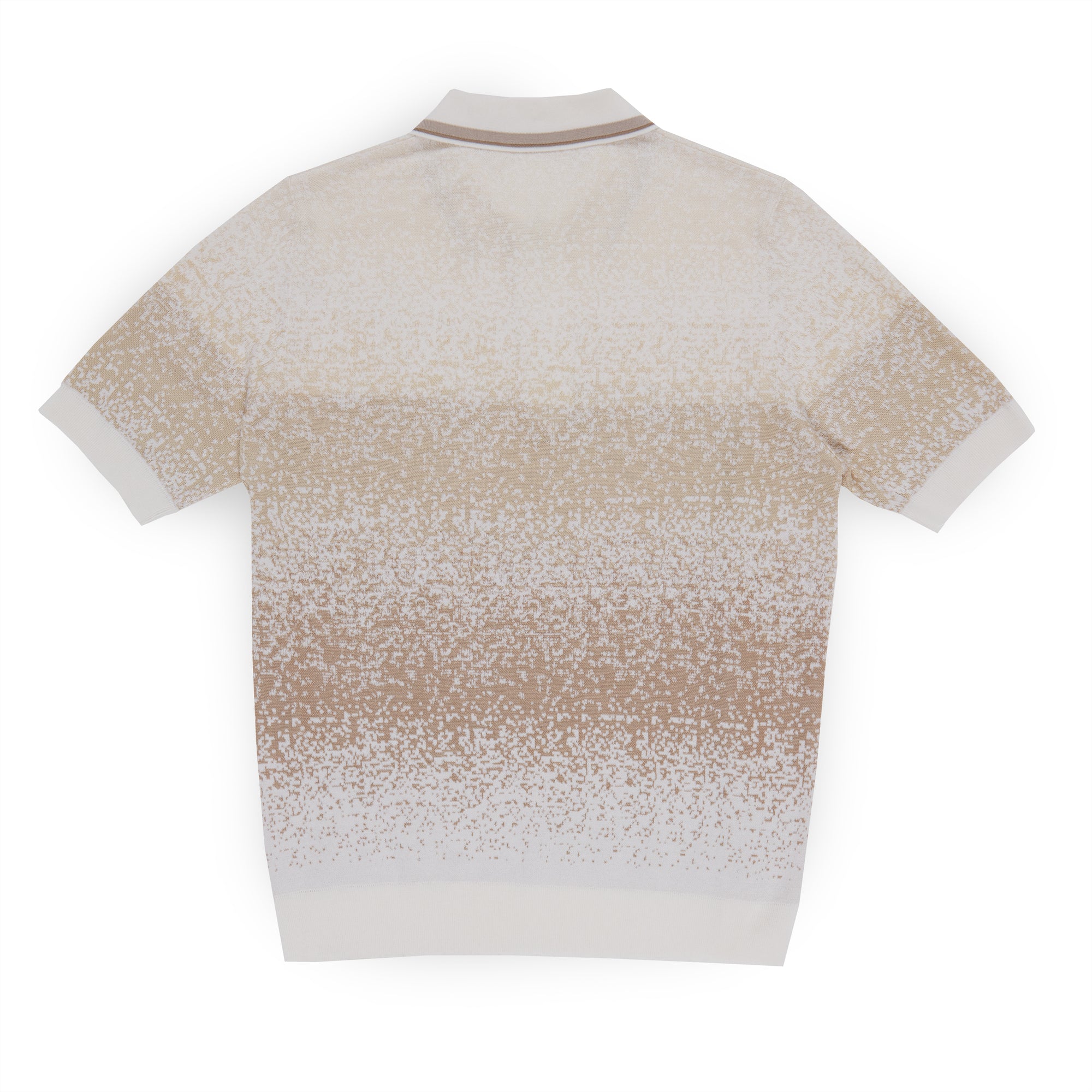 Polo à motif dégradé en soie - Blanc & Beige