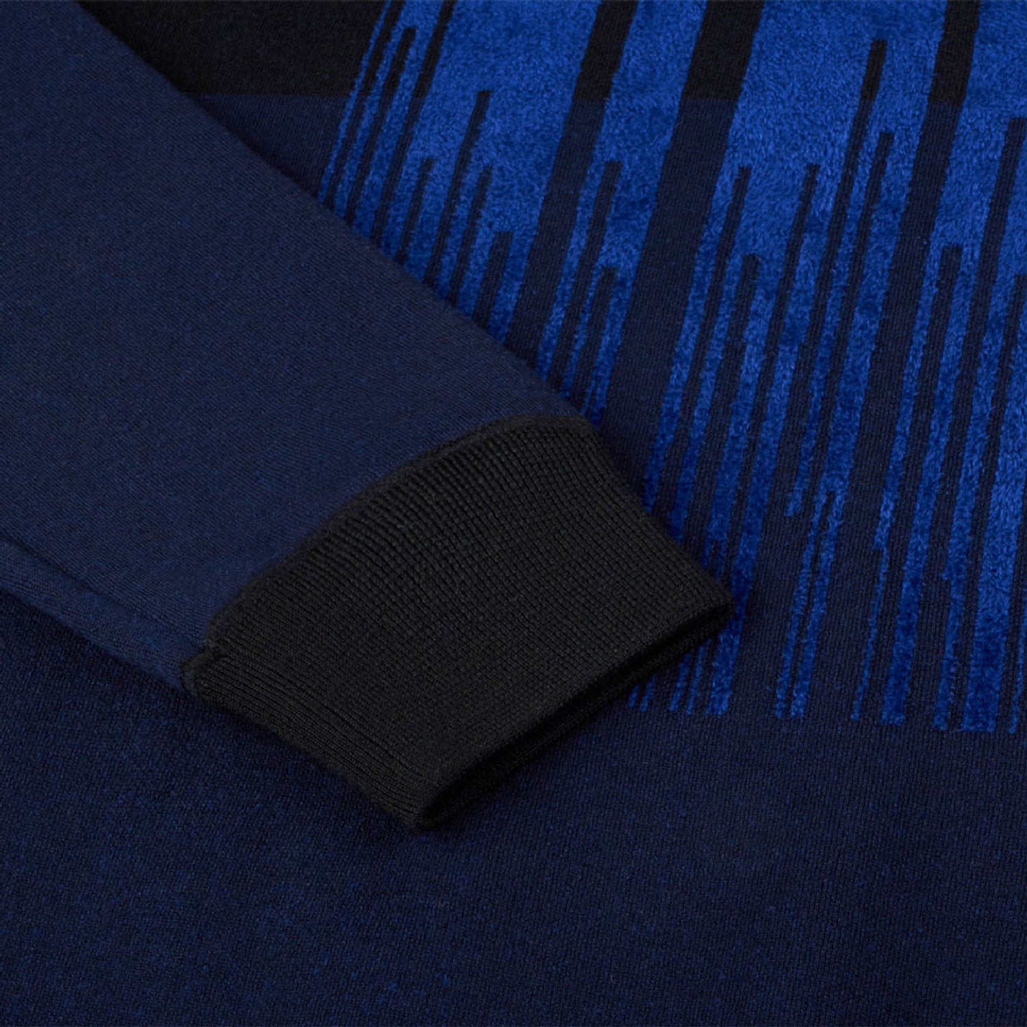 Sweat à capuche avec motif floqué en laine - Noir & Bleu