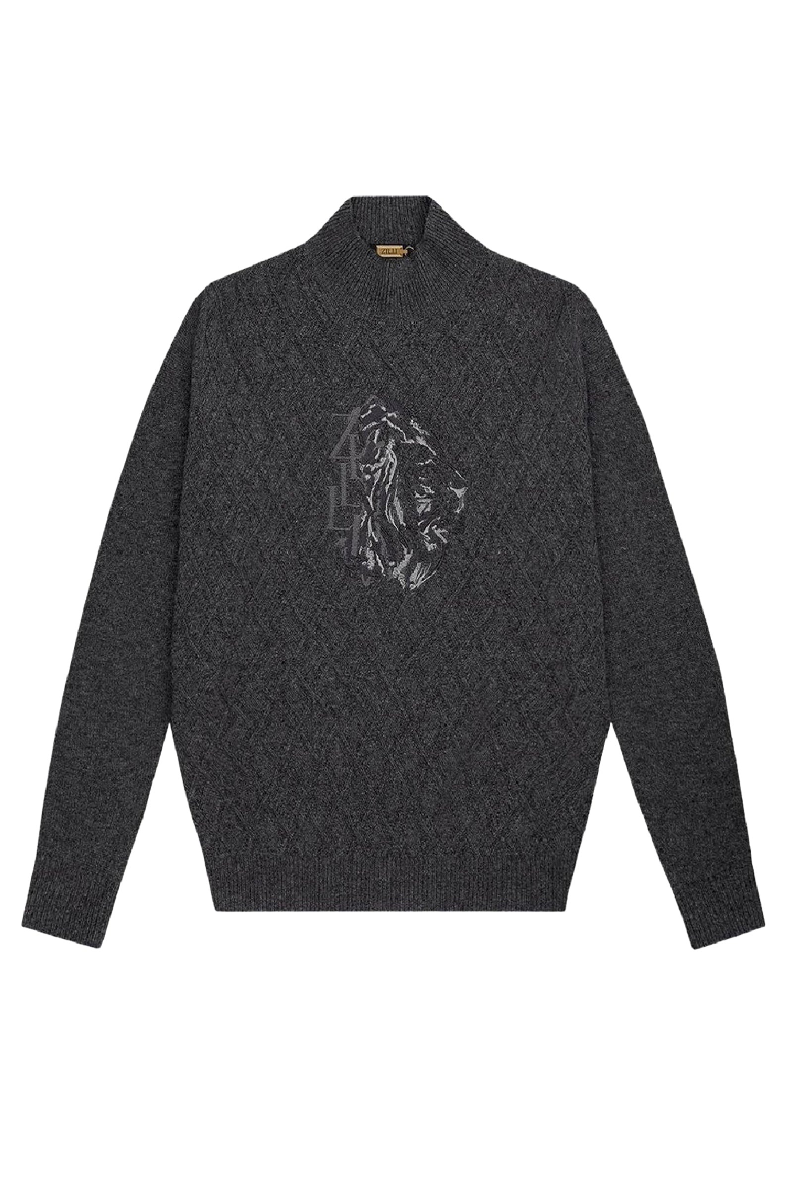 Pull à col roulé en laine - Gris