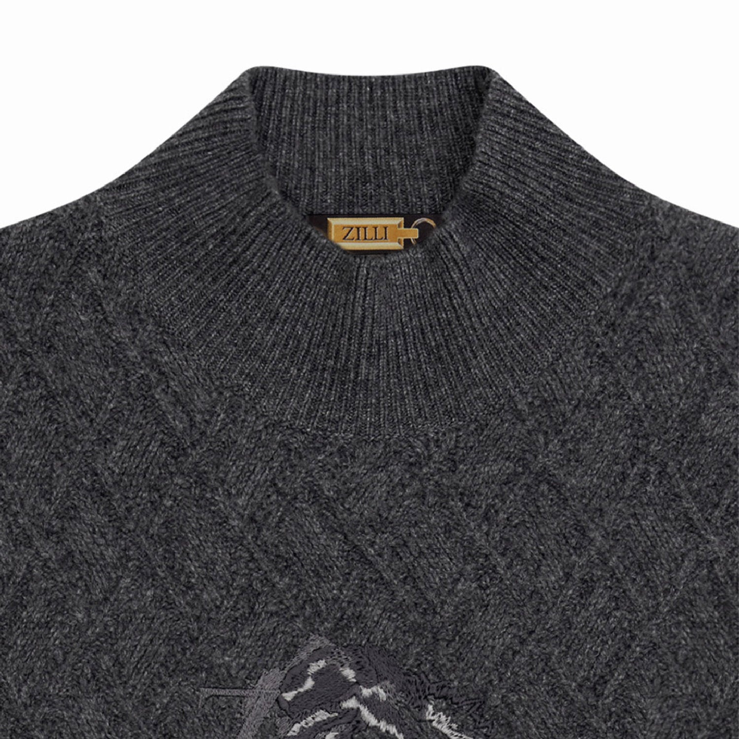 Pull à col roulé en laine - Gris