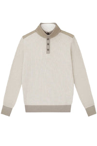 Pull zippé empiècem en cachemire - Beige & Camel