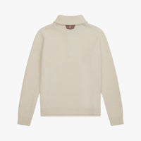 Pull à col polo zippé en cachemire - Beige & Marron