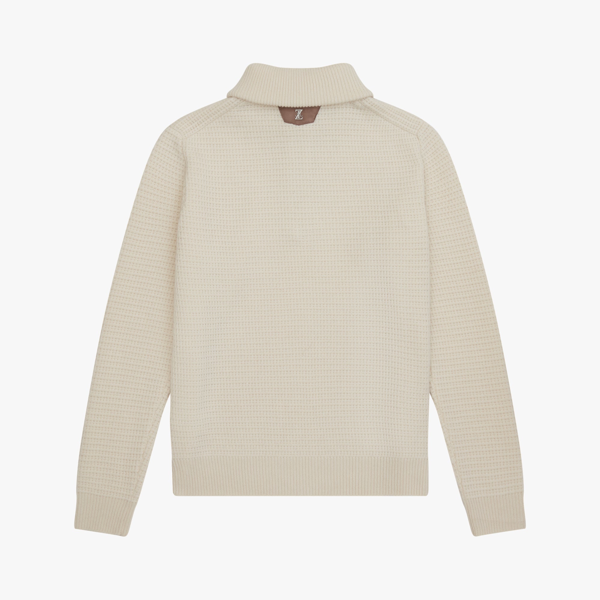 Pull à col polo zippé en cachemire - Beige & Marron