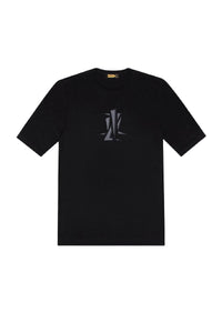 T-shirt à motif géométrique brodé - Noir